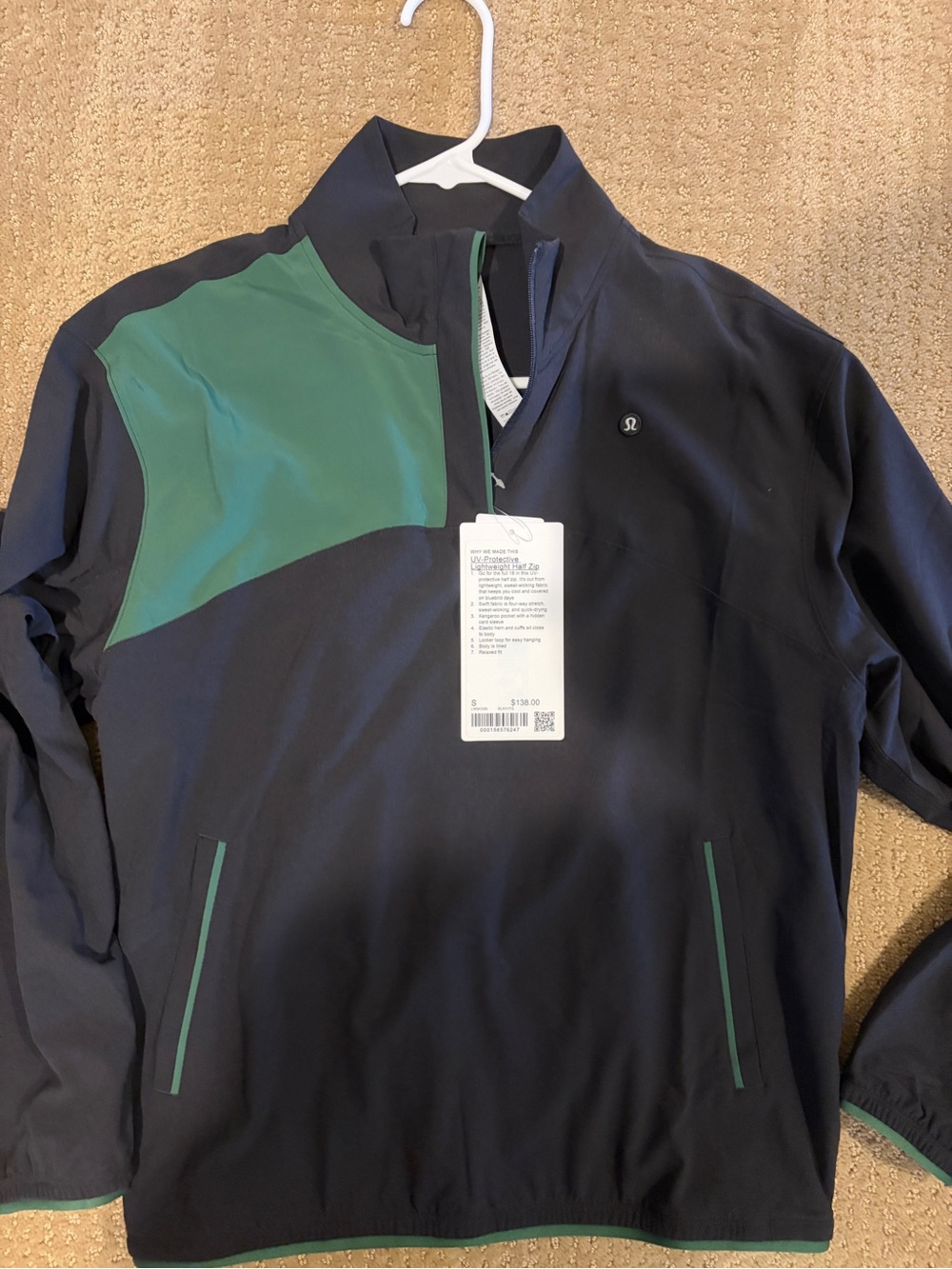 lululemon athletica Black and Green Quarter-Zip Utility Jacket